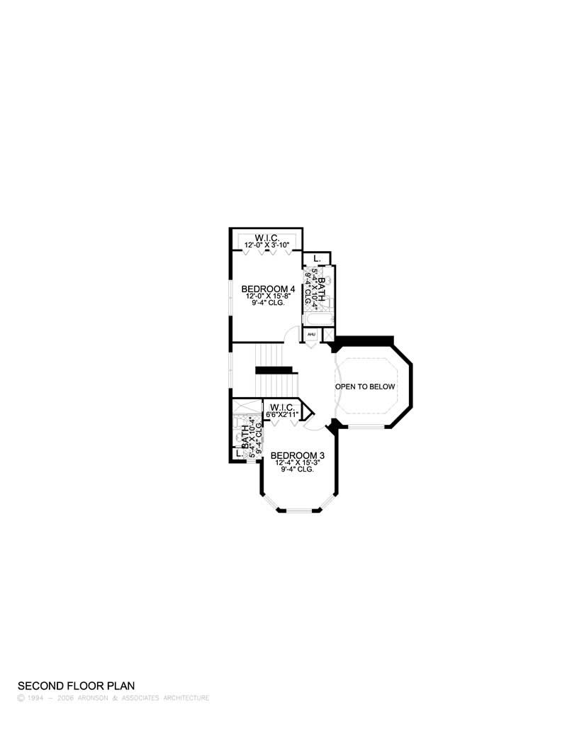 Floor Plan Second Story of Mediterranean Plan #107-1195