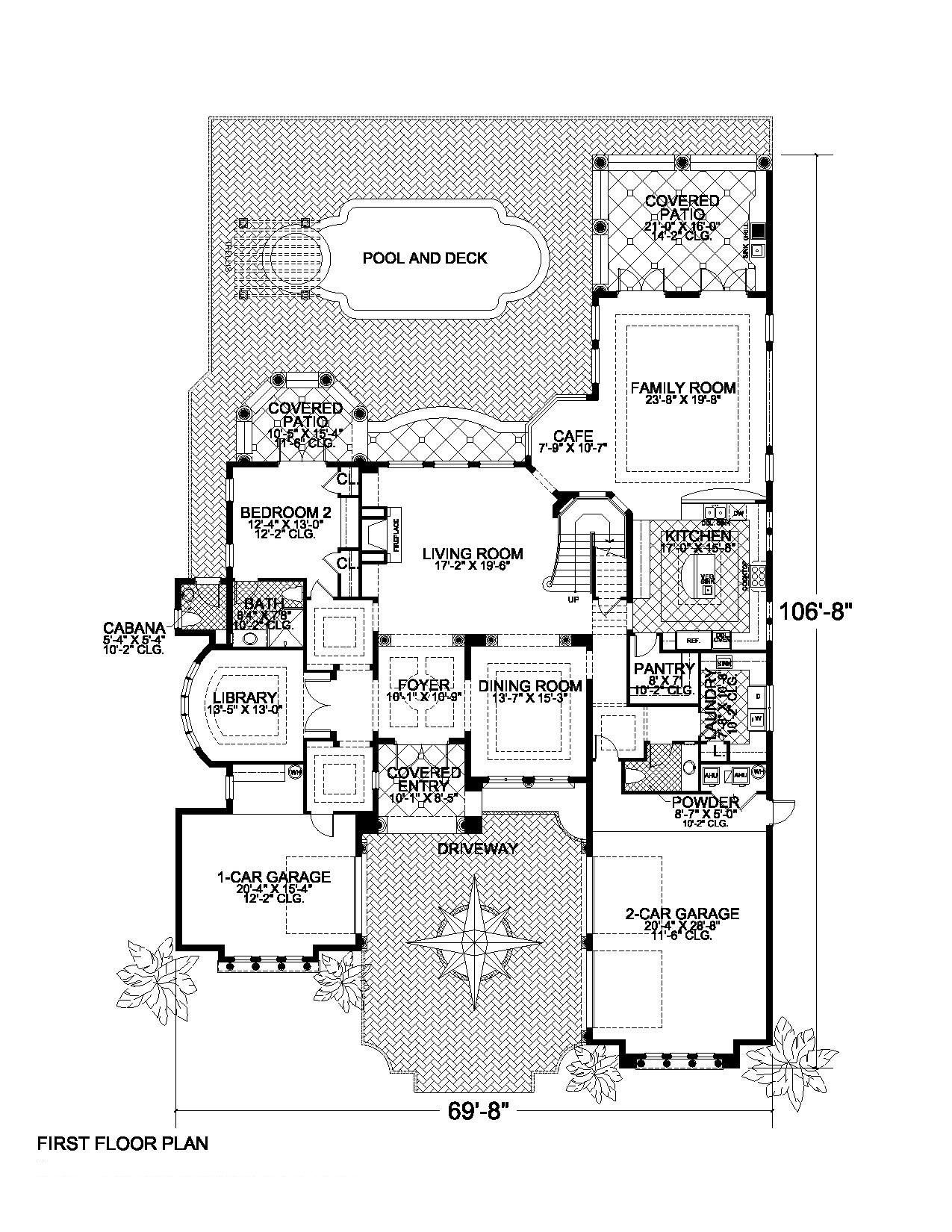 Floor Plan First Story of Coastal Plan #107-1196