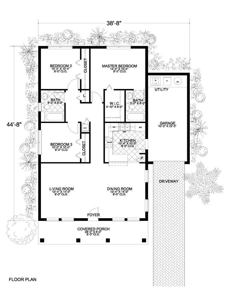 Floor Plan First Story of Mediterranean Plan #107-1204