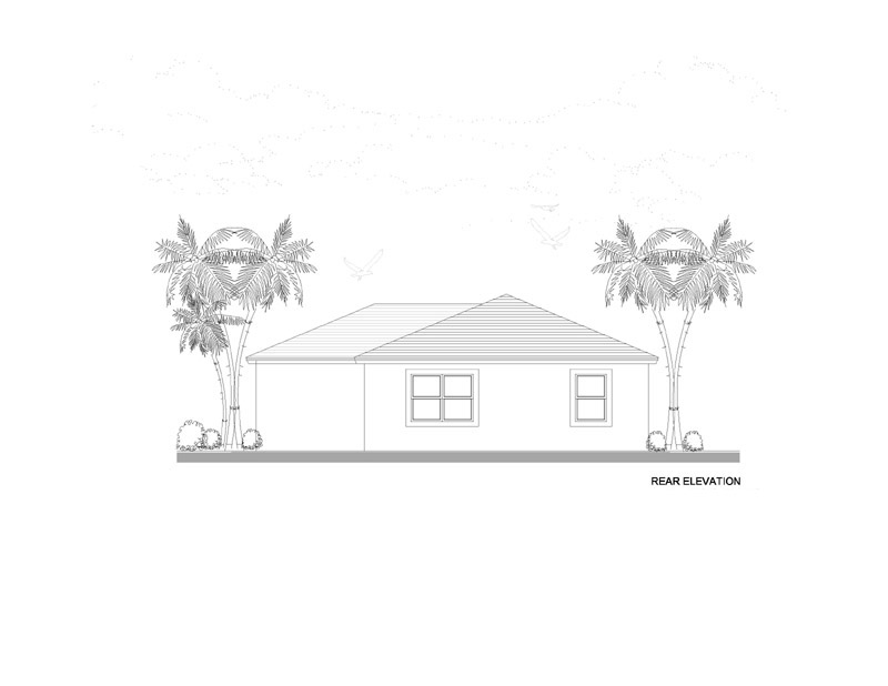 Home Plan Rear Elevation of this 3-Bedroom,1250 Sq Ft Plan -107-1204