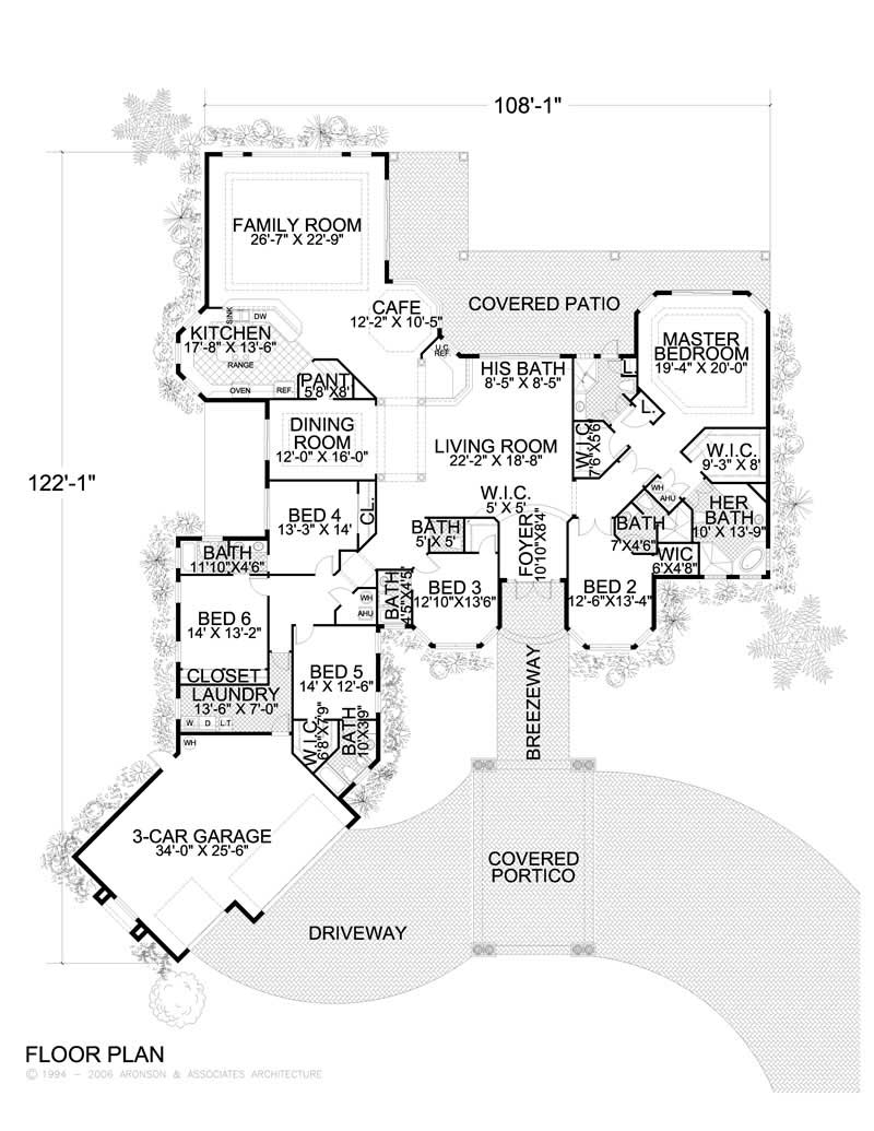Floor Plan First Story of Luxury Plan #107-1205