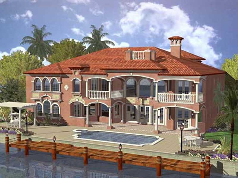 Home Plan Front Elevation of this 6-Bedroom,6679 Sq Ft Plan -107-1207