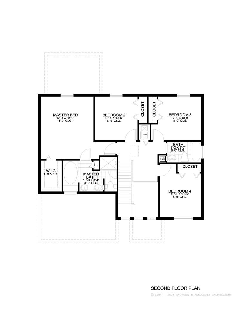 Floor Plan Second Story of Mediterranean Plan #107-1209