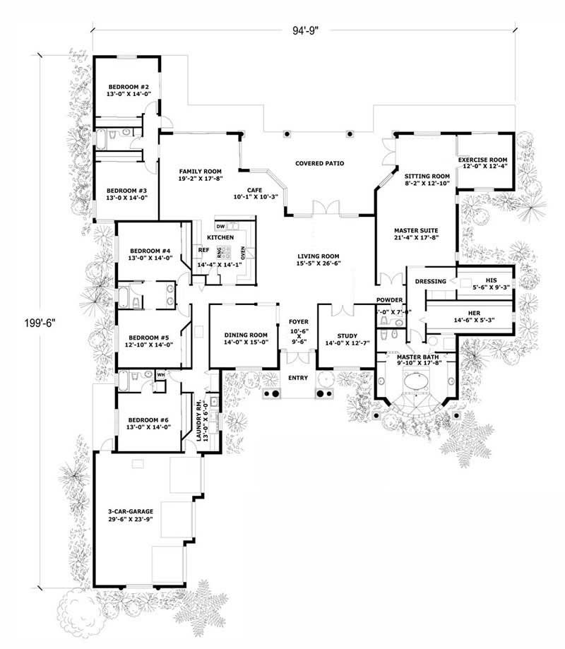 Floor Plan First Story of Coastal Plan #107-1212
