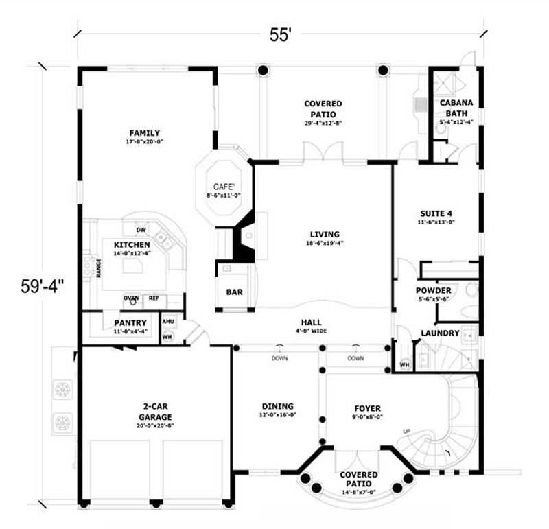 Floor Plan First Story of Coastal Plan #107-1213
