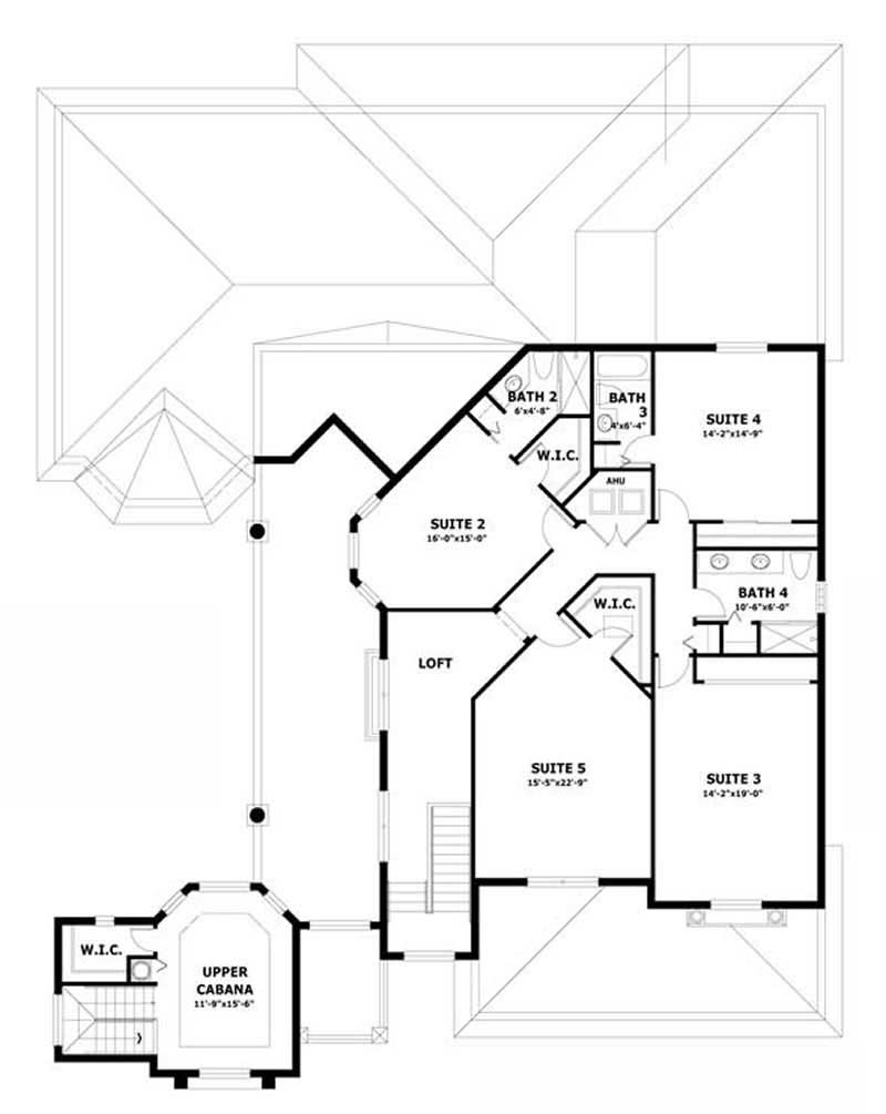 Floor Plan Second Story of In-Law Suite Plan #107-1215