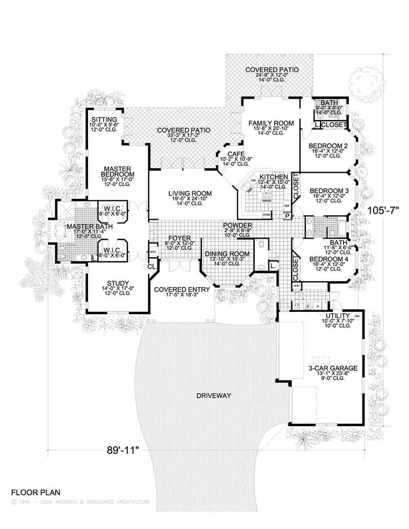 Floor Plan First Story of Mediterranean Plan #107-1216