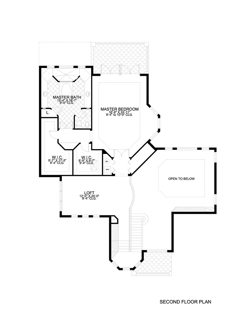 Floor Plan Second Story of Mediterranean Plan #107-1217