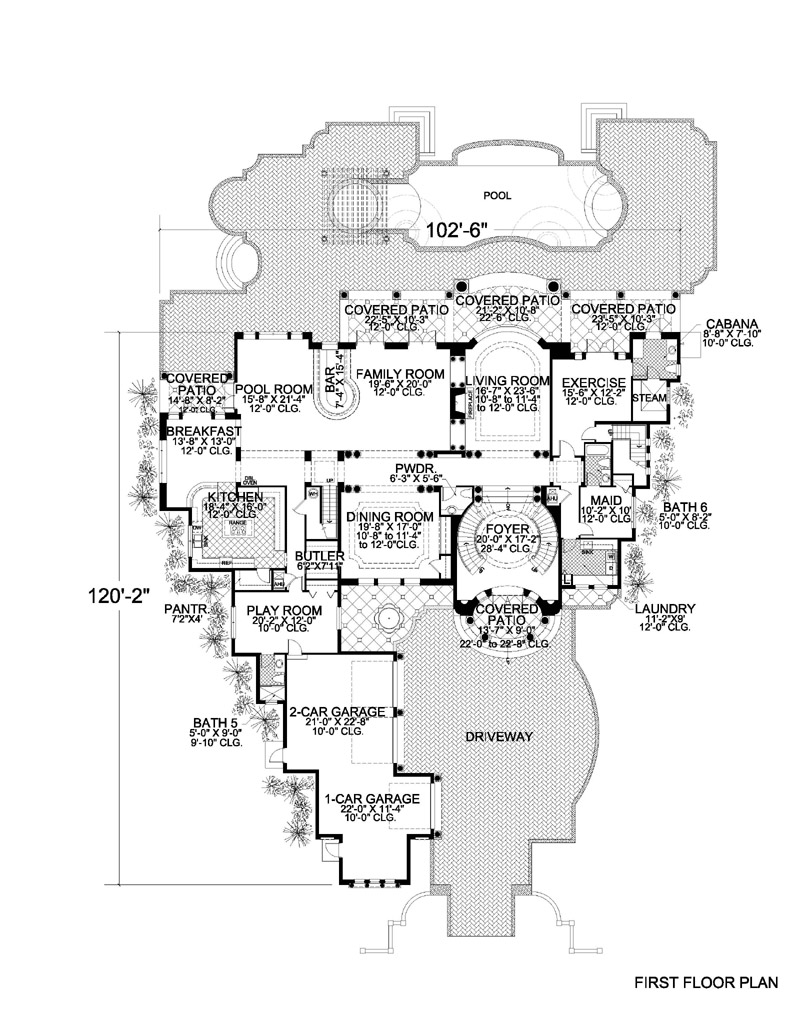 Floor Plan First Story of Luxury Plan #107-1219