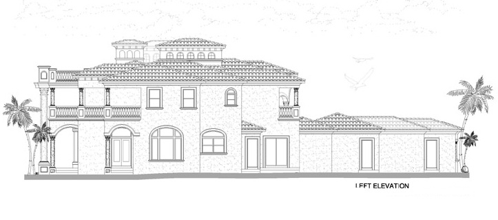 Home Plan Left Elevation of this 5-Bedroom,7893 Sq Ft Plan -107-1219