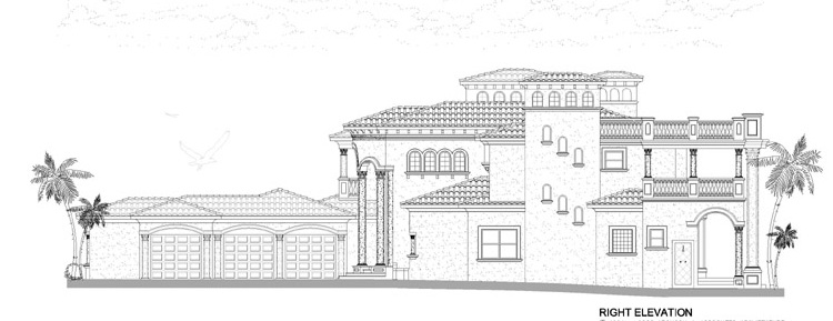 Home Plan Right Elevation of this 5-Bedroom,7893 Sq Ft Plan -107-1219