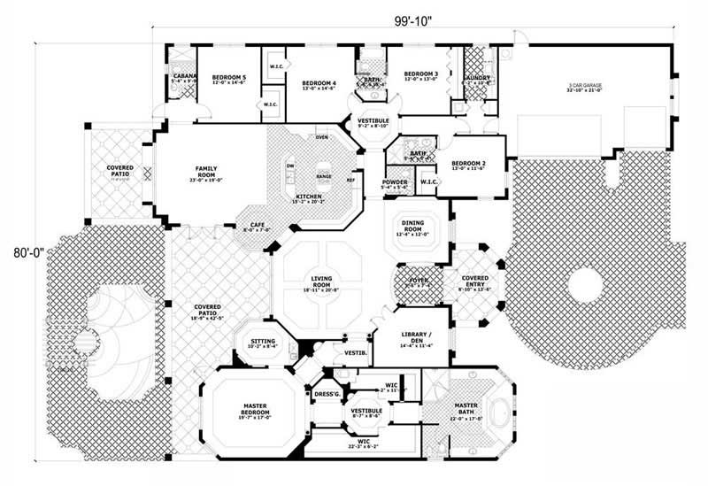 Floor Plan First Story of Coastal Plan #107-1221
