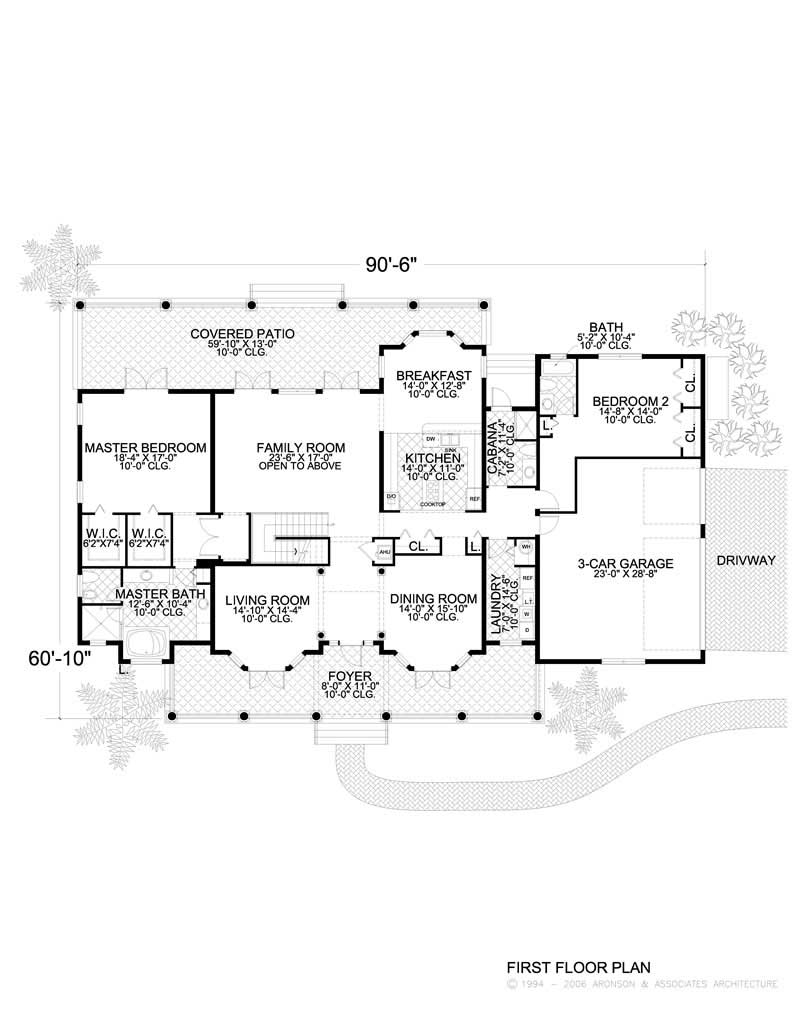 Floor Plan First Story of Mediterranean Plan #107-1222