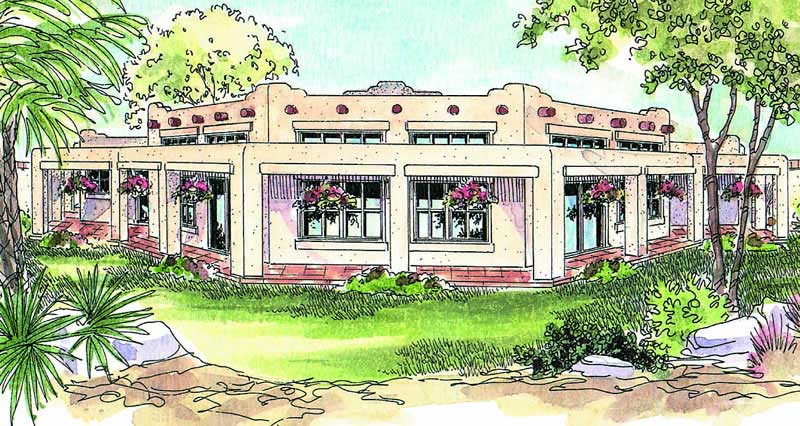 Front elevation of Mediterranean home (ThePlanCollection: House Plan #108-1000)