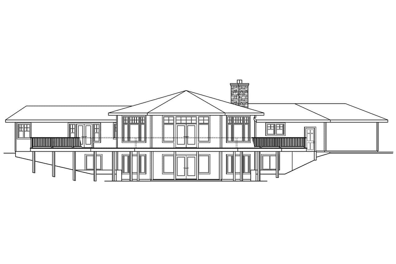 Home Plan Rear Elevation of this 3-Bedroom,3793 Sq Ft Plan -108-1001