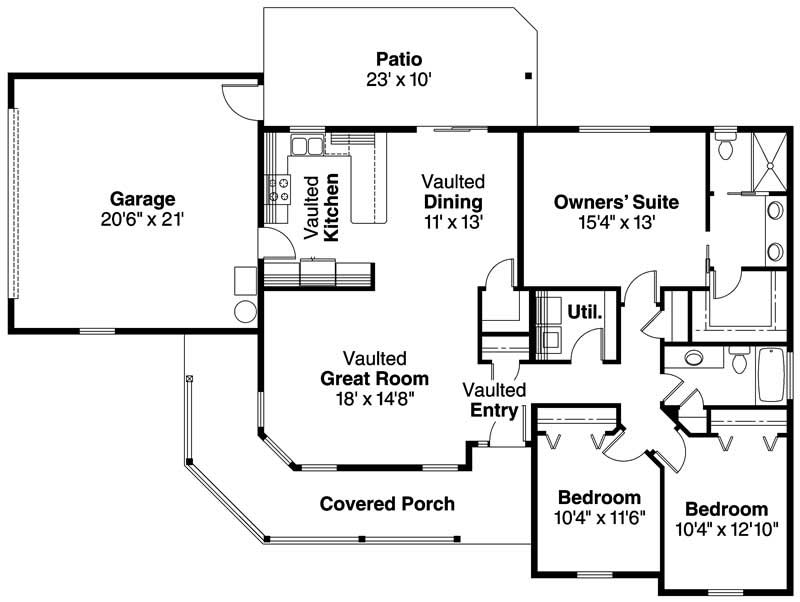 Floor Plan First Story of Country Plan #108-1002