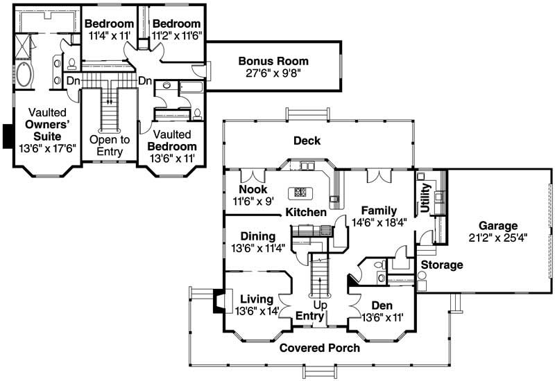 Floor Plan First Story of Country Plan #108-1003