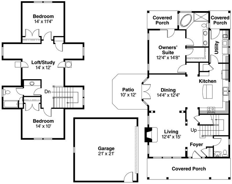 Floor Plan First Story of Country Plan #108-1004