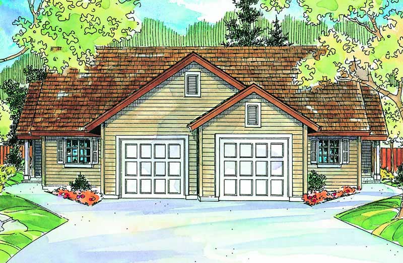 Front elevation of Multi-Unit home (ThePlanCollection: House Plan #108-1013)