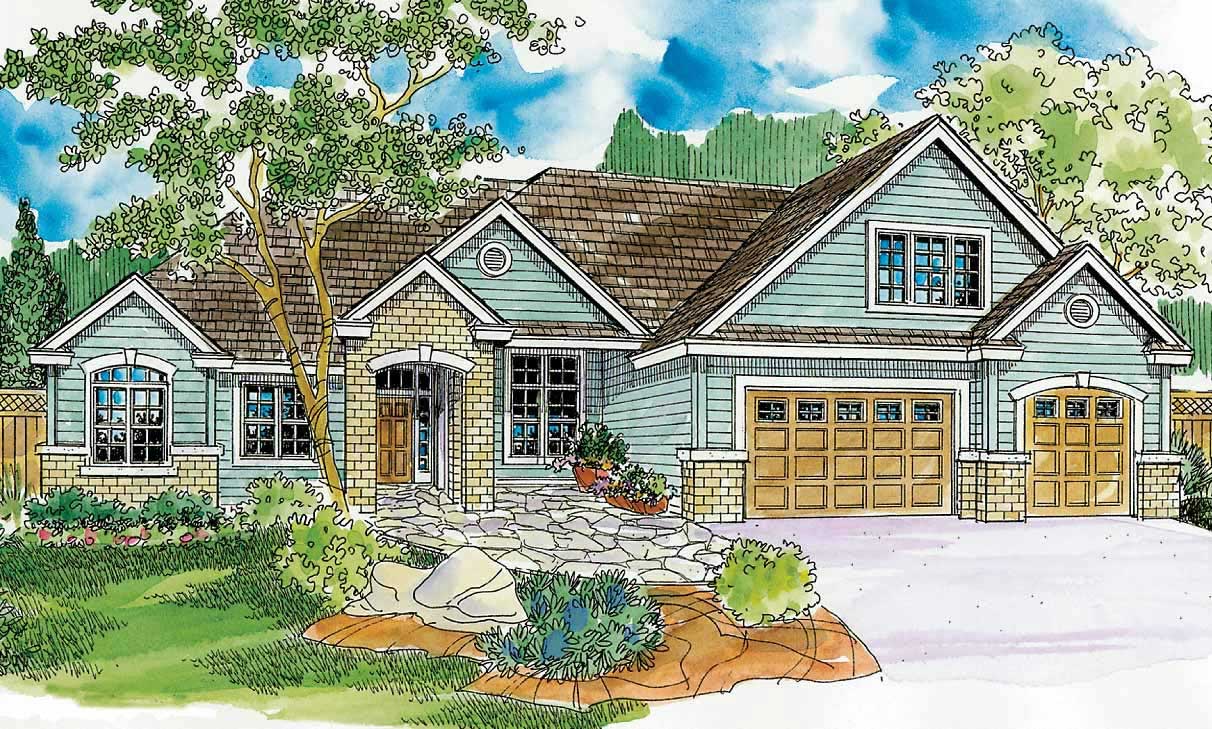 Front elevation of European home (ThePlanCollection: House Plan #108-1016)
