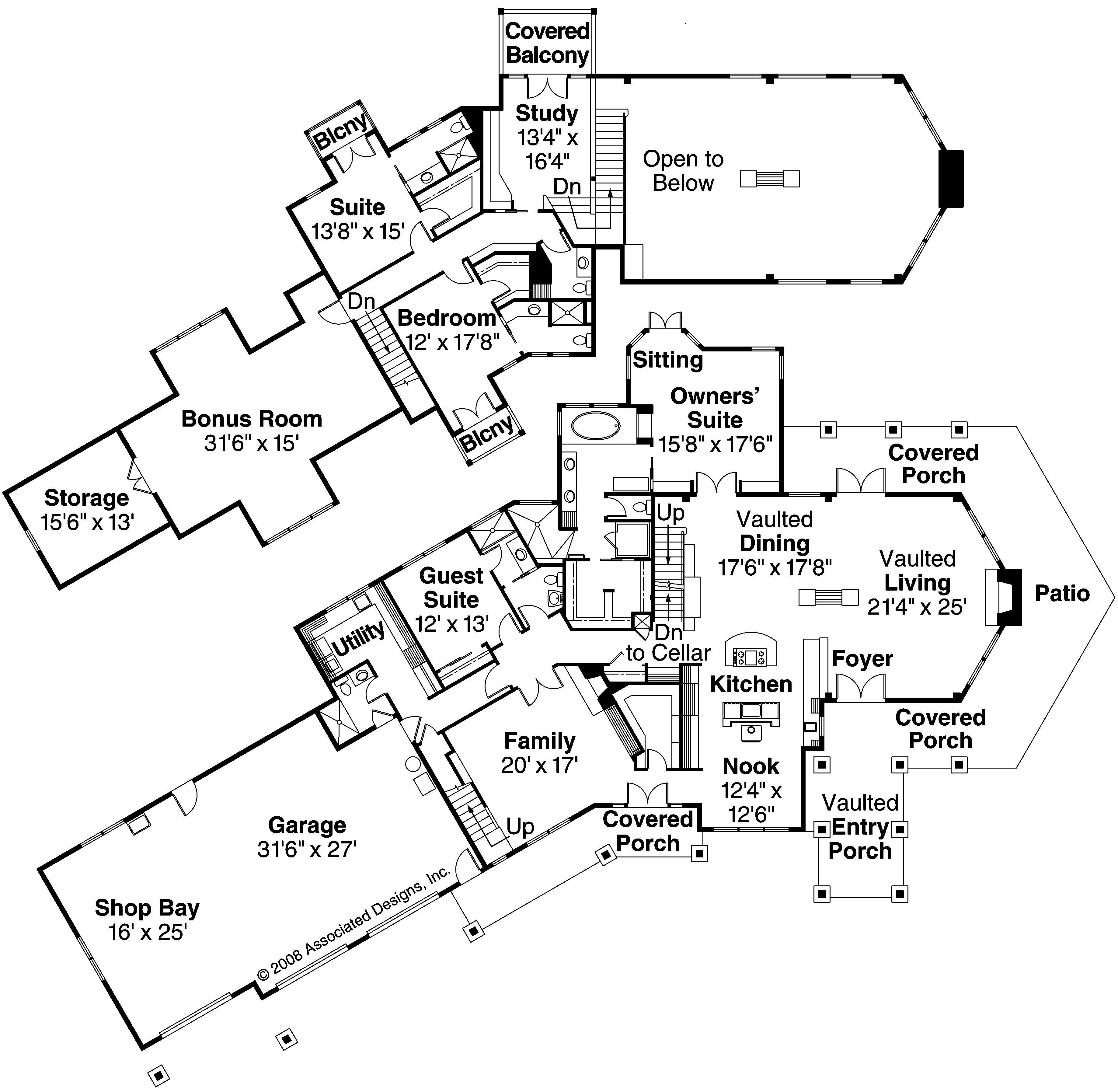Floor Plan First Story of Country Plan #108-1017