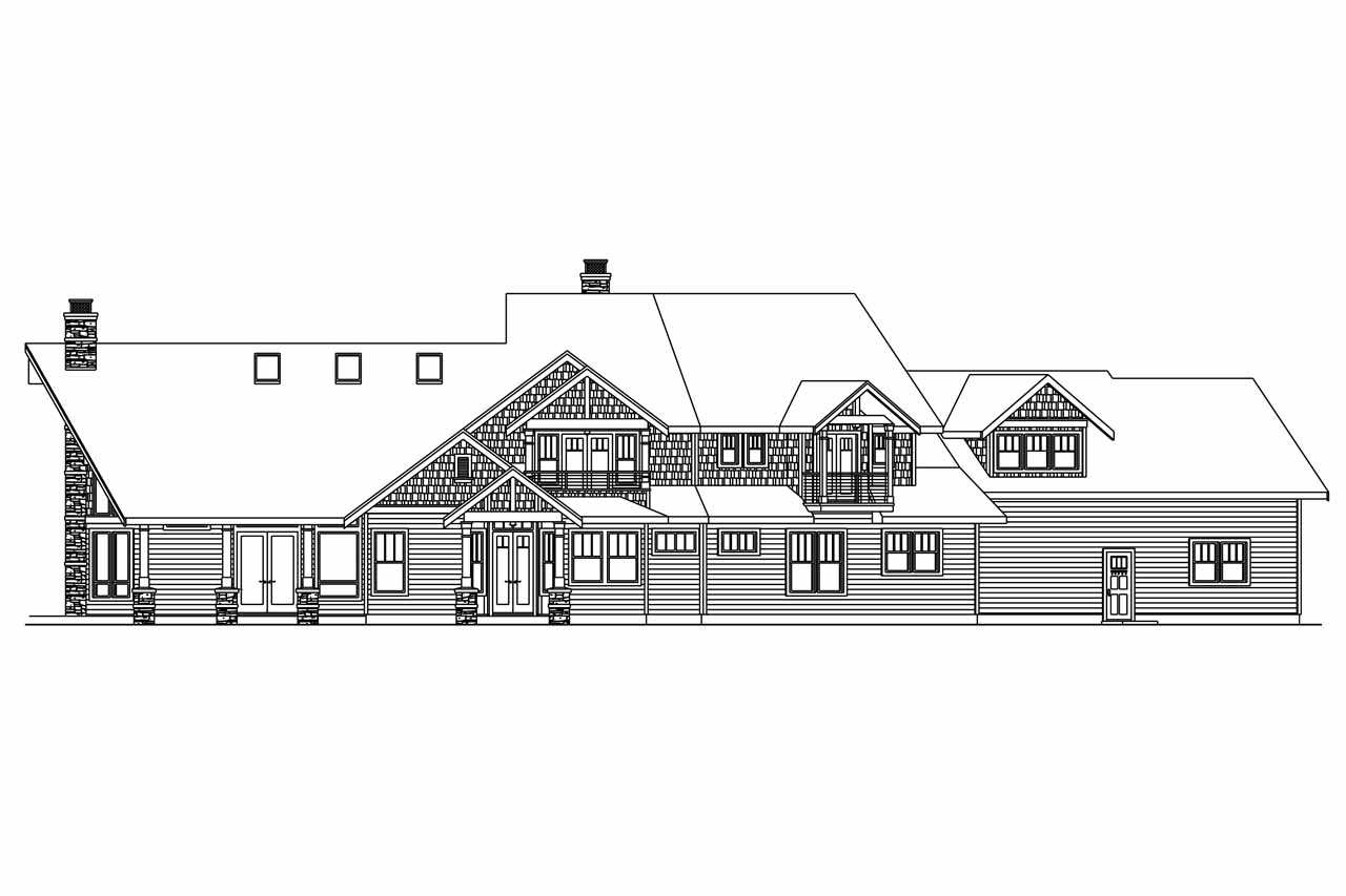 Home Plan Rear Elevation of this 4-Bedroom,4292 Sq Ft Plan -108-1017