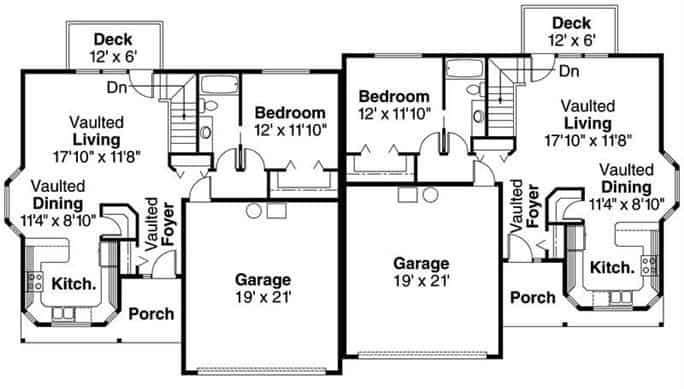 Main Level of Contemporary Plan #108-1018