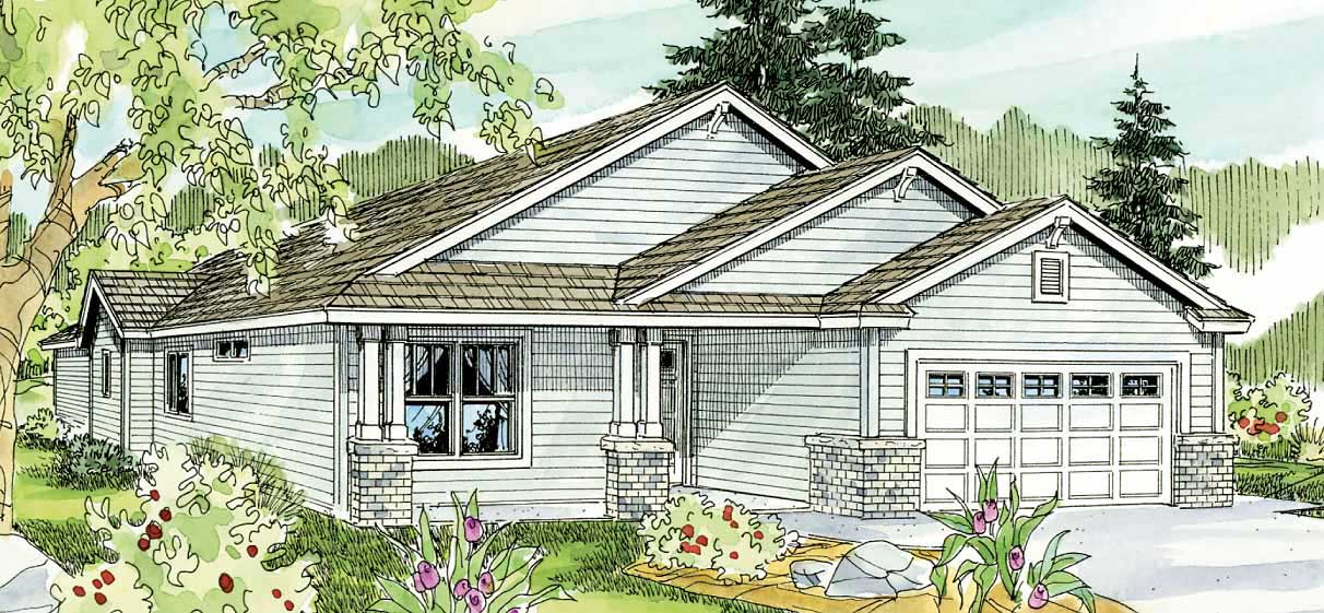 This shows the front elevation of these Bungalow Home Plans.