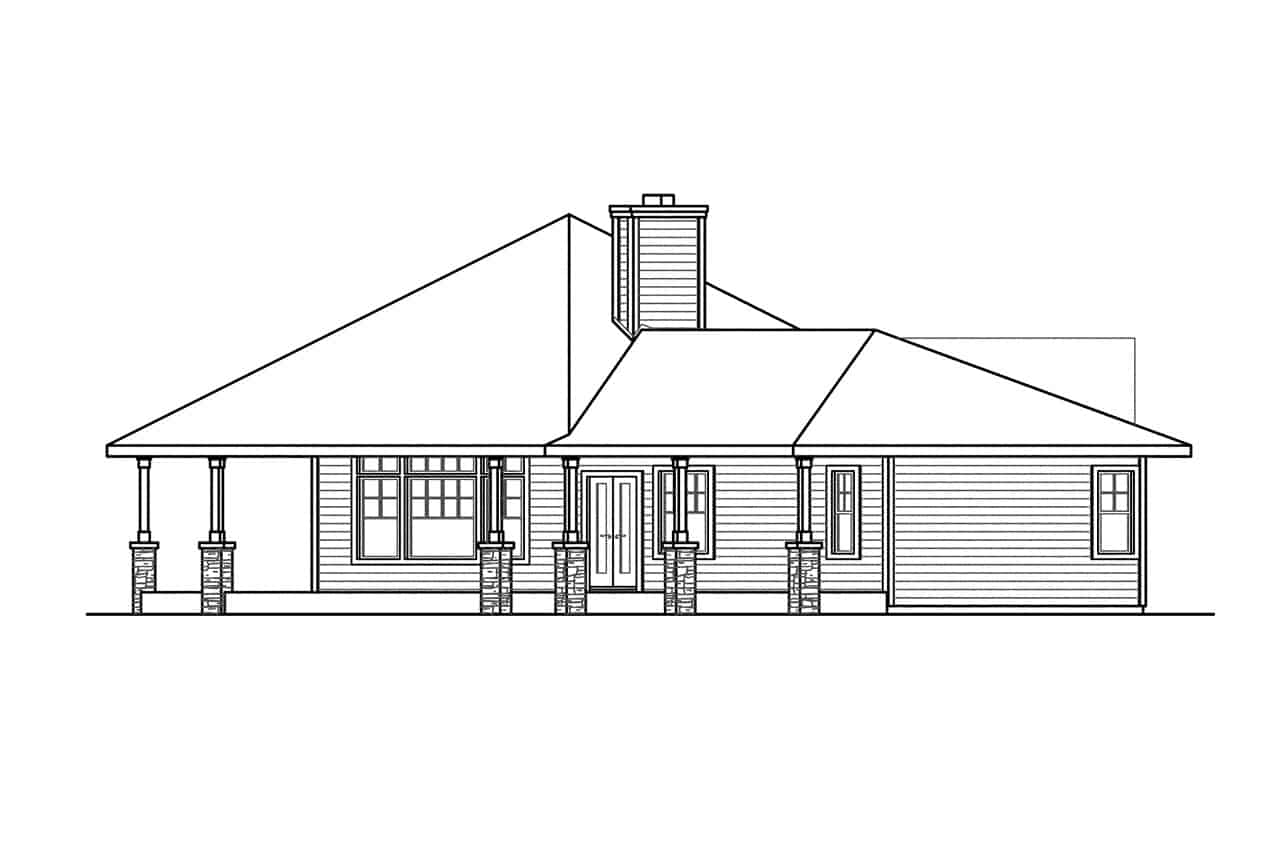 Home Plan Left Elevation of this 3-Bedroom,2840 Sq Ft Plan -108-1024