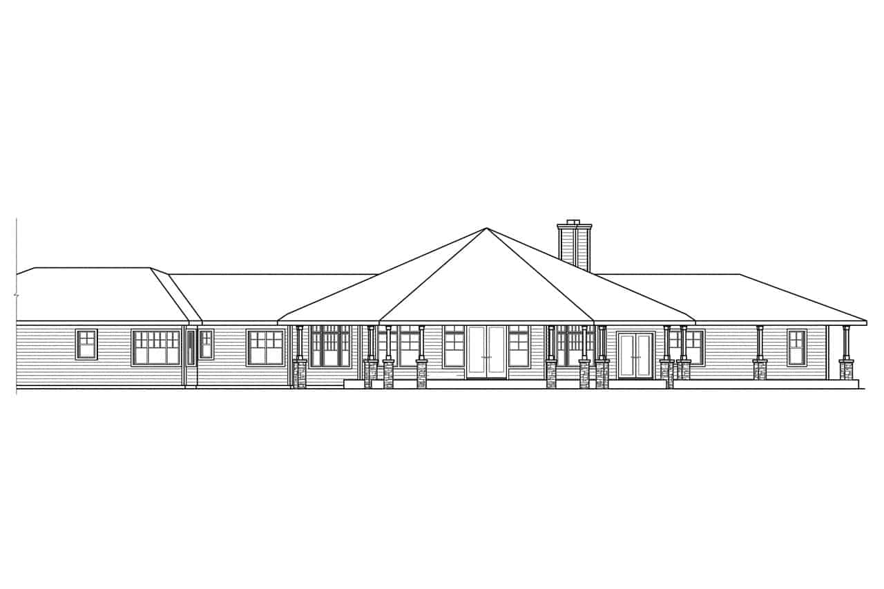 Home Plan Rear Elevation of this 3-Bedroom,2840 Sq Ft Plan -108-1024