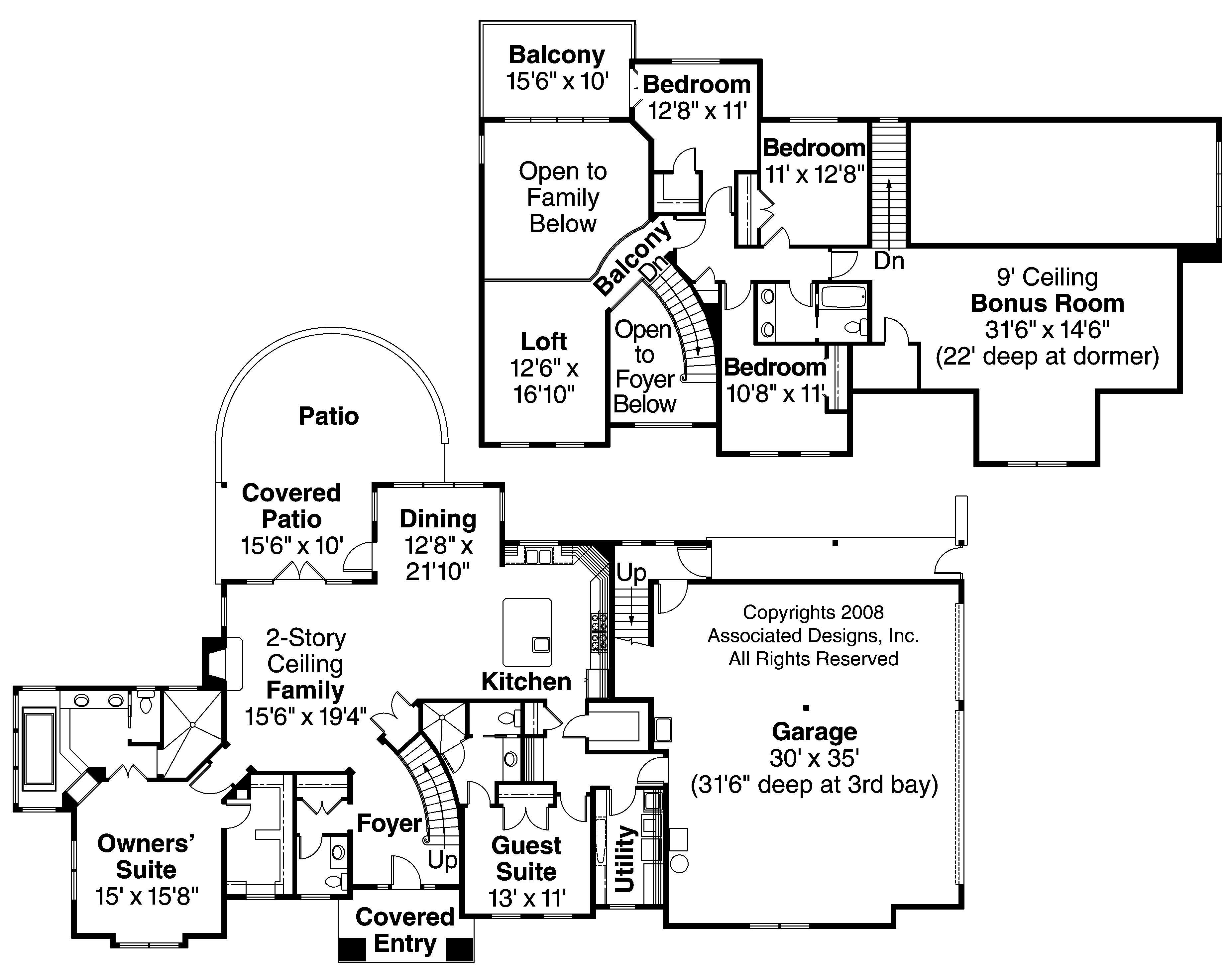 Floor Plan First Story of Colonial Plan #108-1025