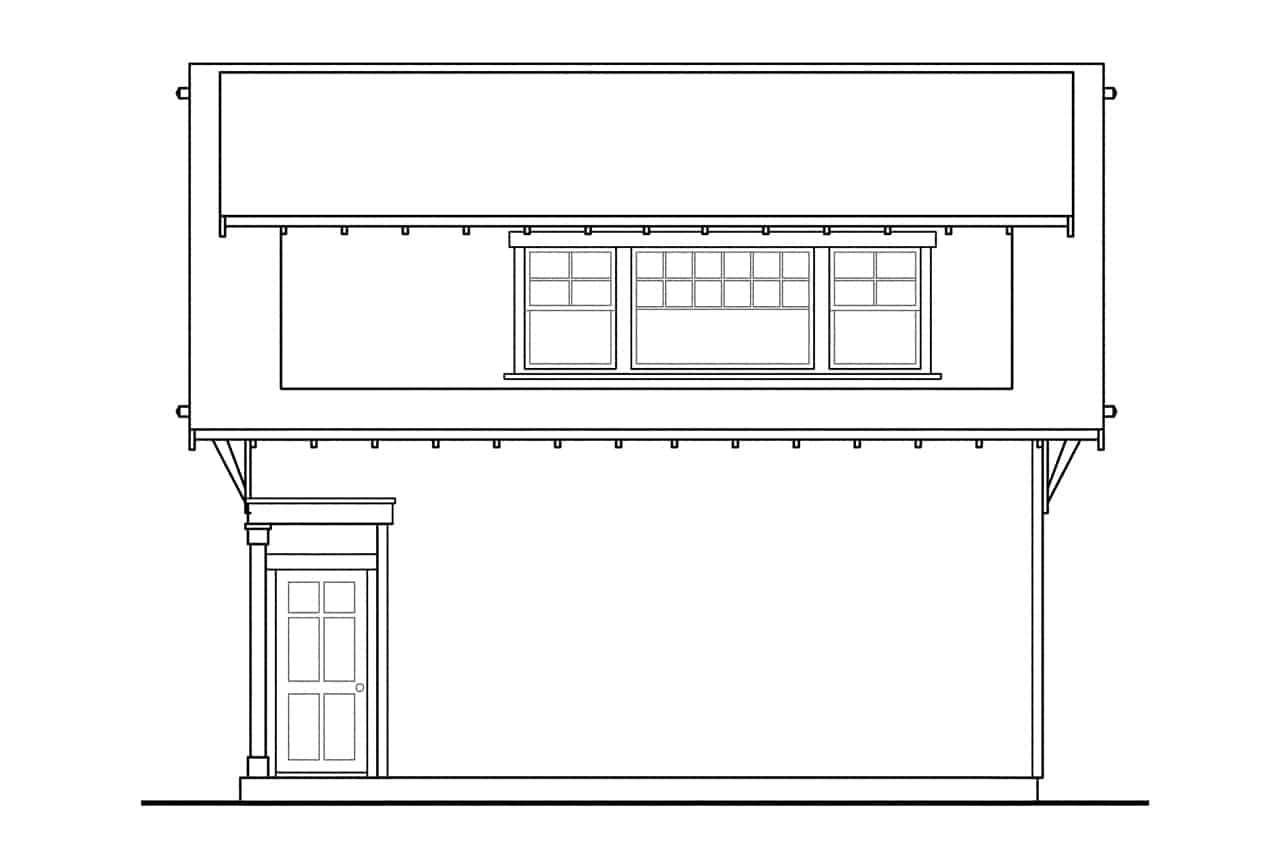 Home Plan Rear Elevation of this 1-Bedroom,1429 Sq Ft Plan -108-1035