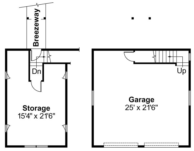 Floor Plan First Story of Garage Plan #108-1038