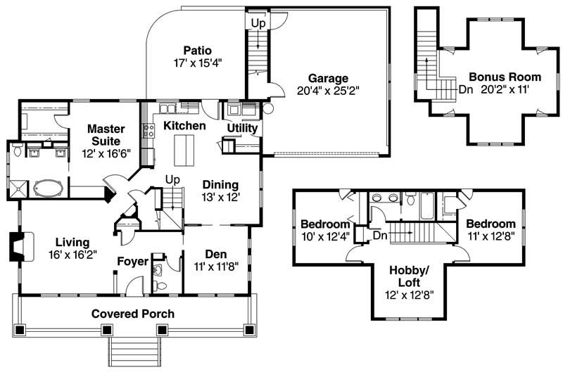 Floor Plan First Story of Country Plan #108-1039