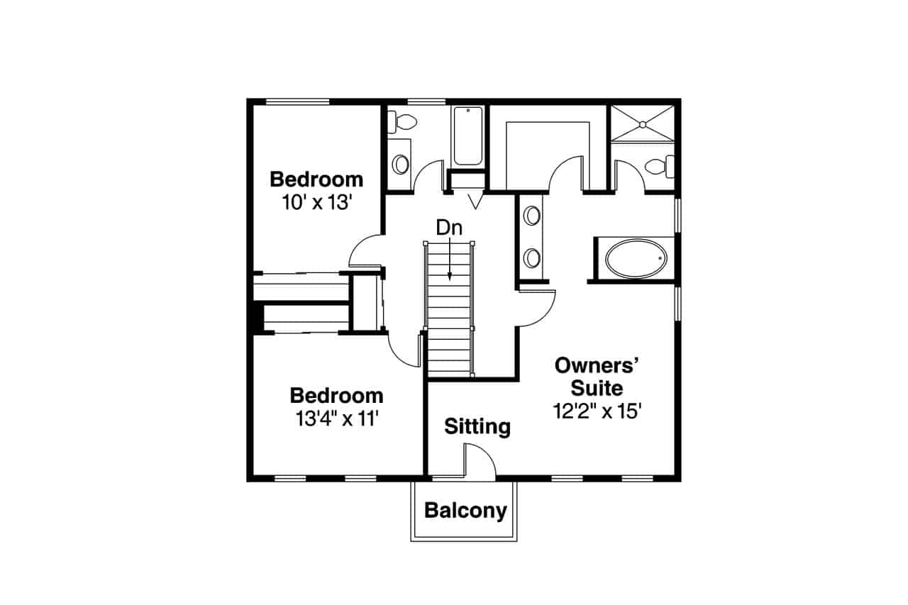 Floor Plan Upper Level of Florida Style Plan #108-1040