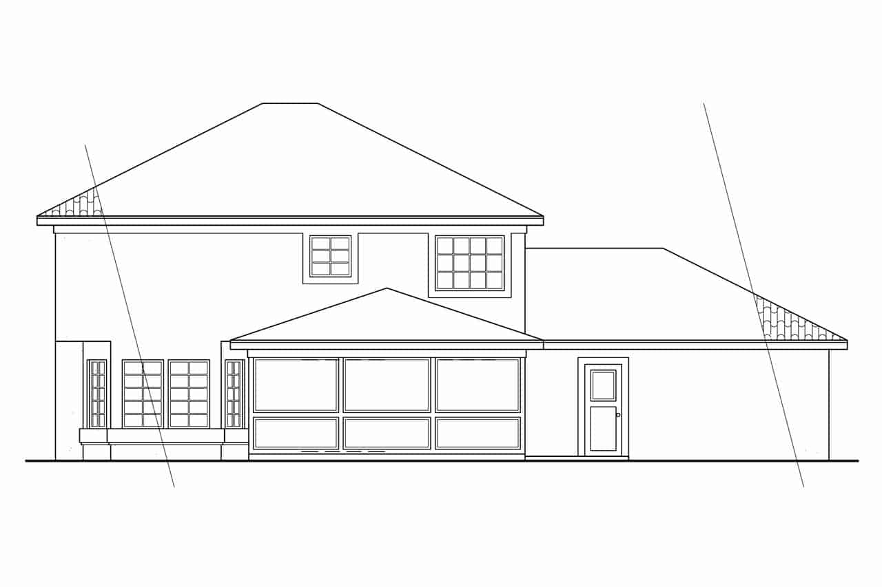 Home Plan Rear Elevation of this 3-Bedroom,1992 Sq Ft Plan -108-1040