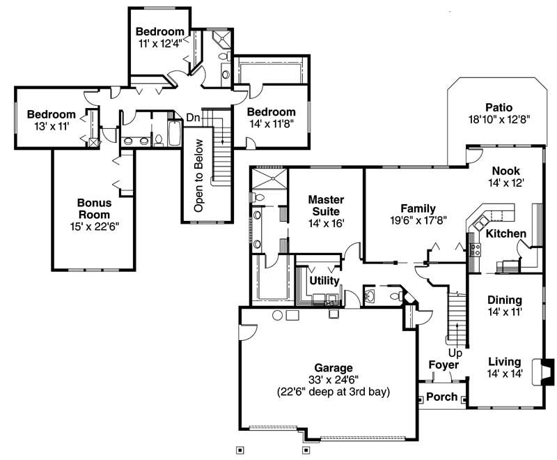 Floor Plan First Story of Craftsman Plan #108-1041