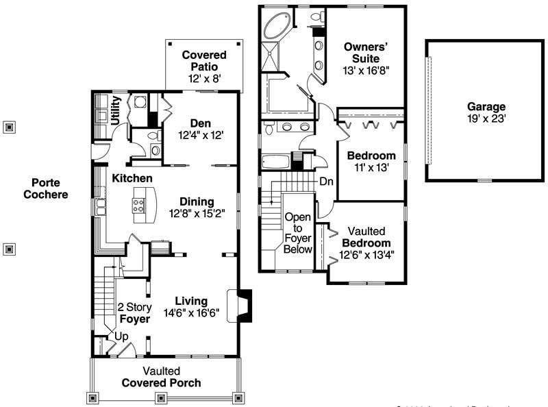 Floor Plan First Story of Coastal Plan #108-1044