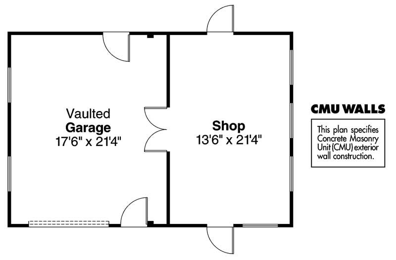 Floor Plan First Story of Garage Plan #108-1045