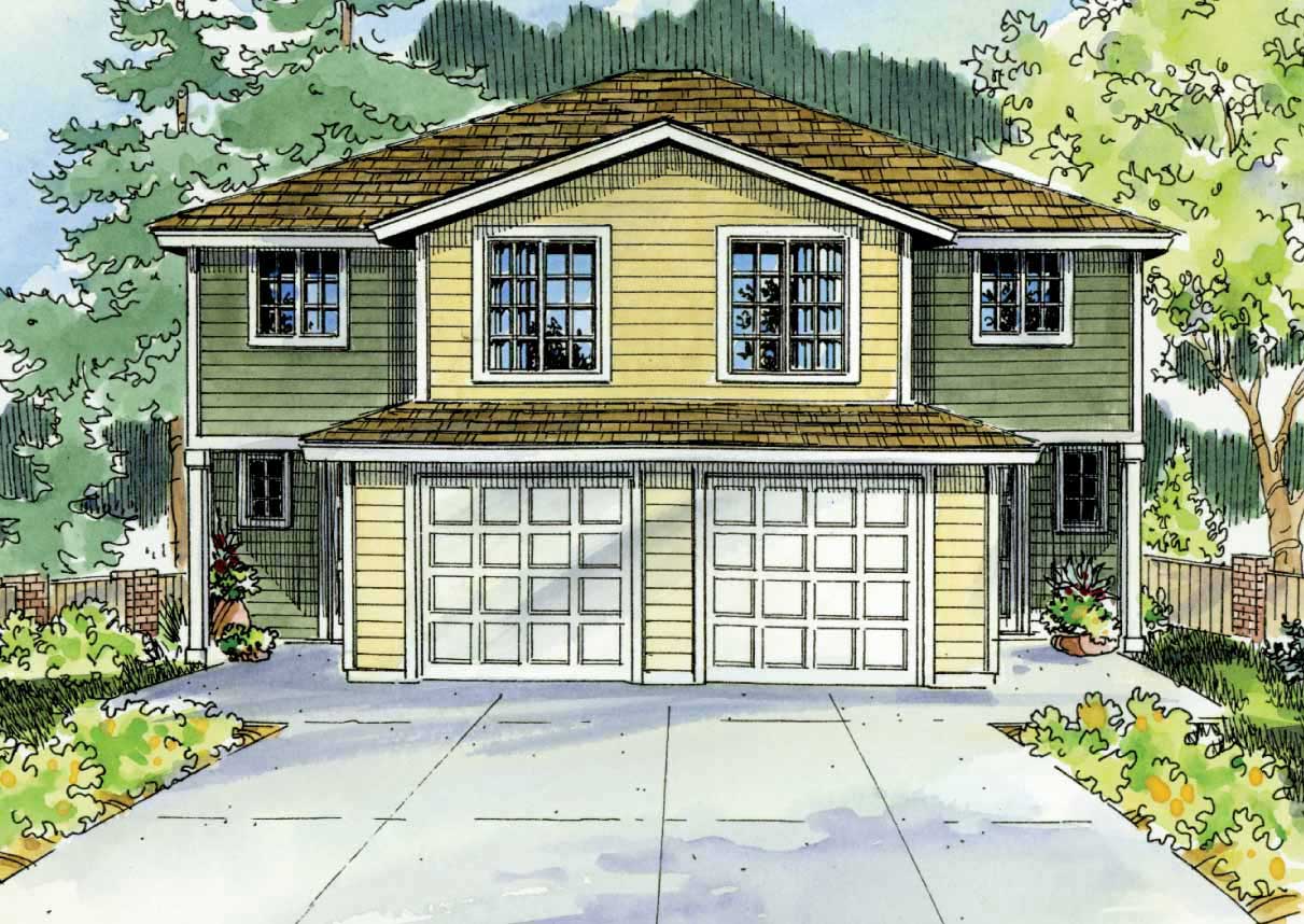 Front elevation of Multi-Unit home (ThePlanCollection: House Plan #108-1047)