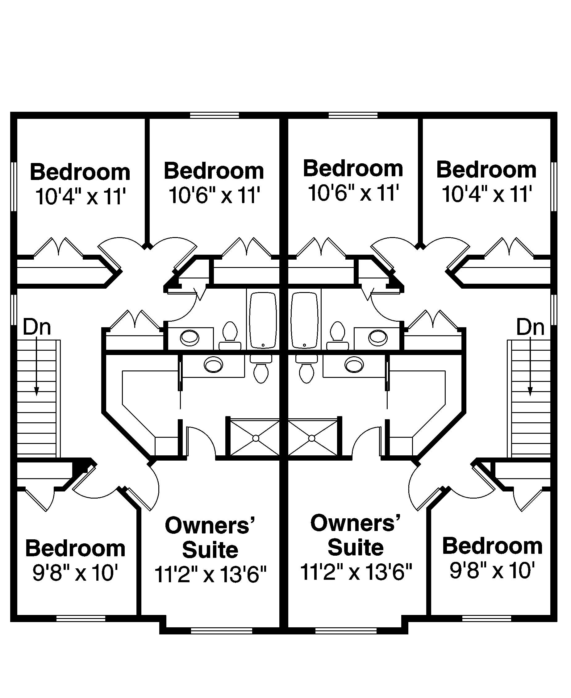 Floor Plan Second Story of Multi-Unit Plan #108-1047