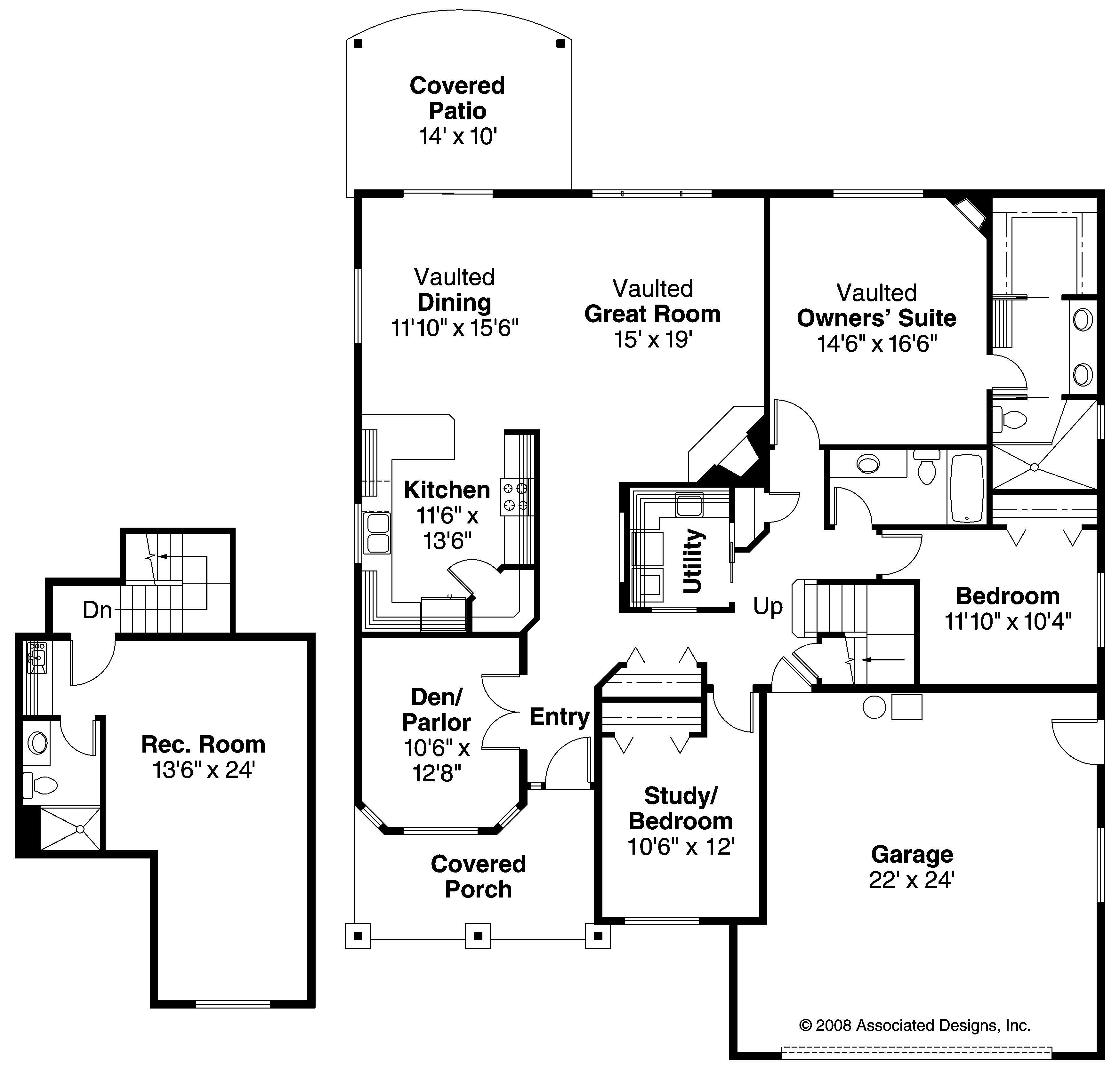 Floor Plan First Story of Country Plan #108-1048
