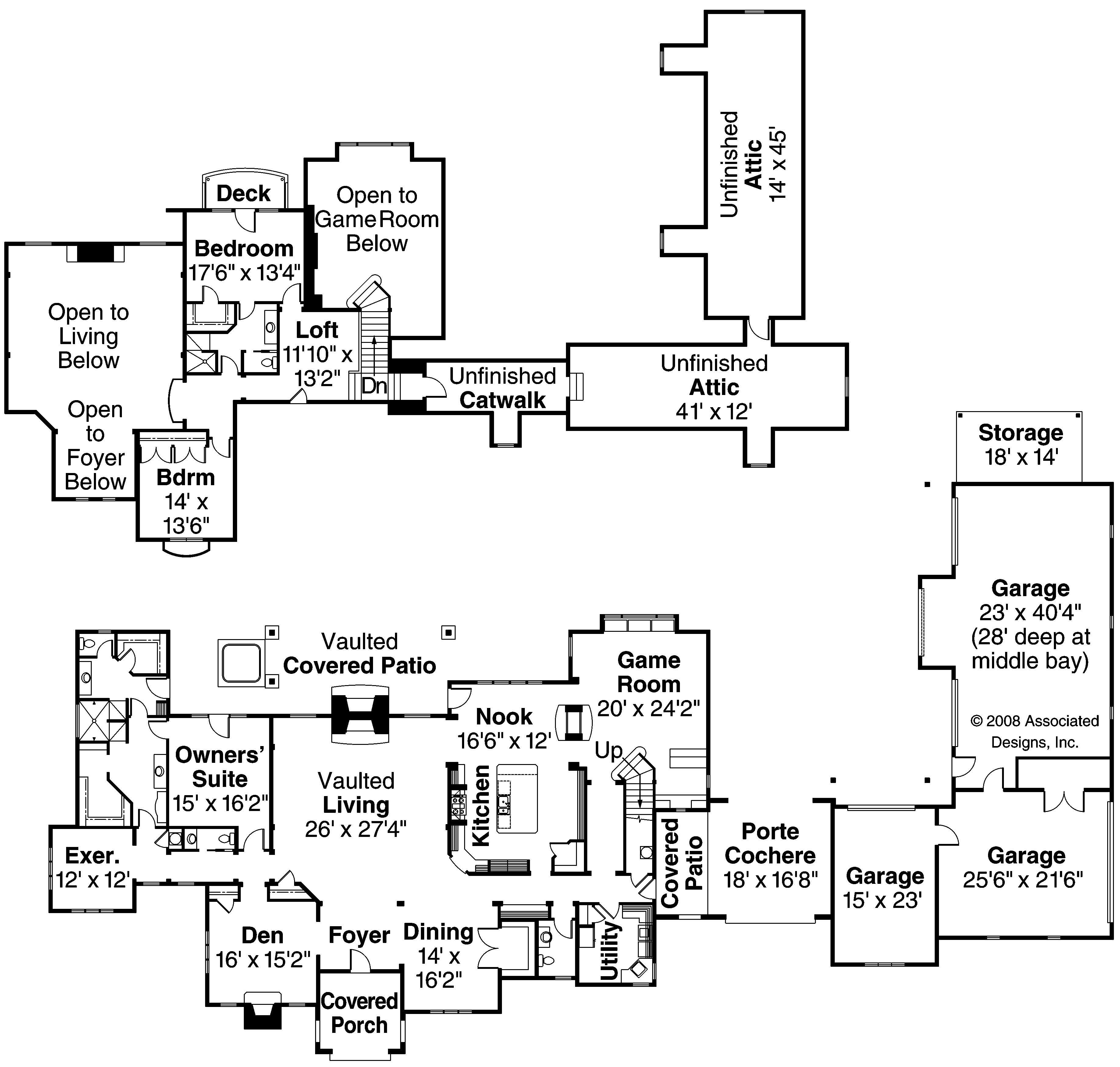 Floor Plan First Story of European Plan #108-1050