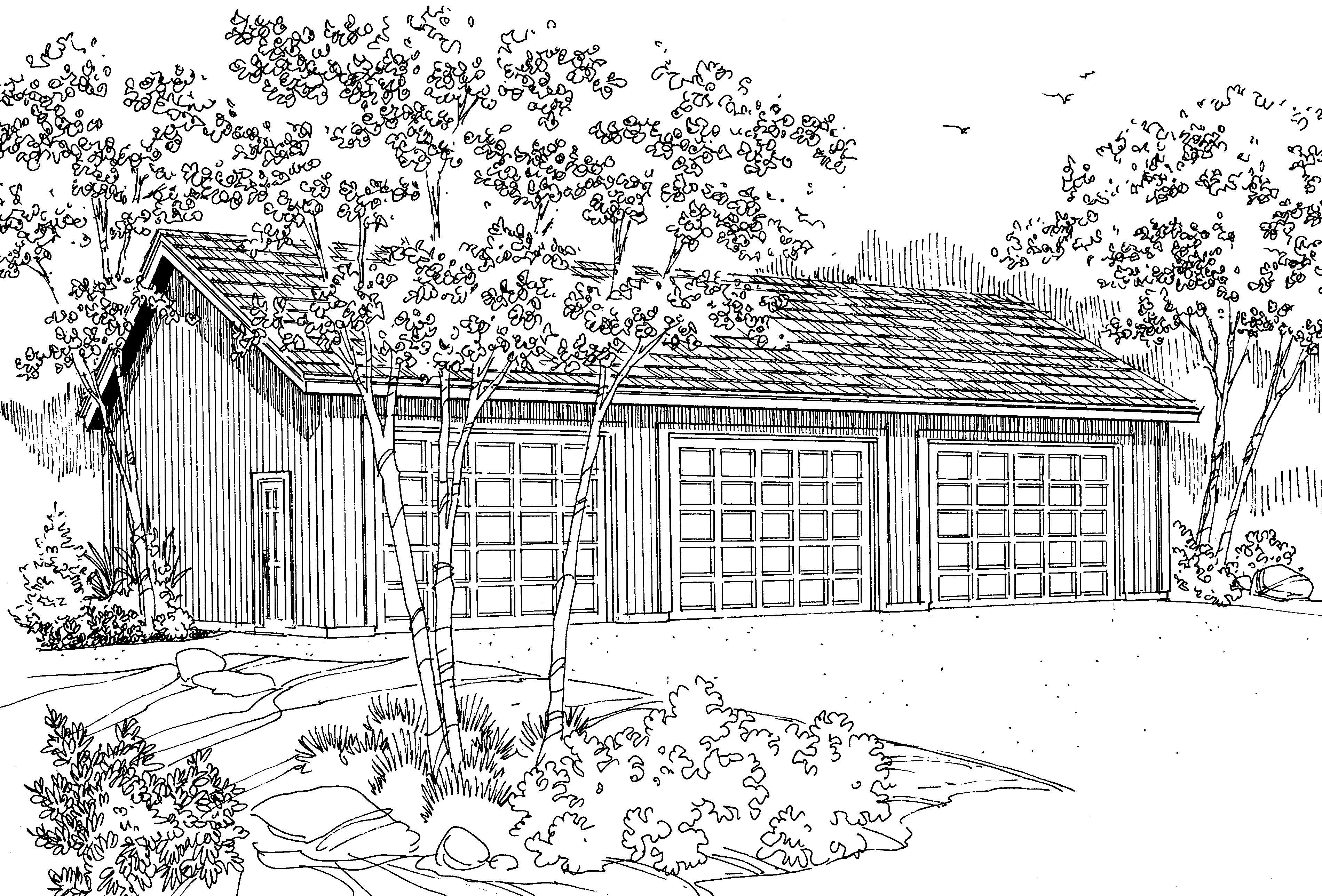 This is the front elevation for these garage plans.