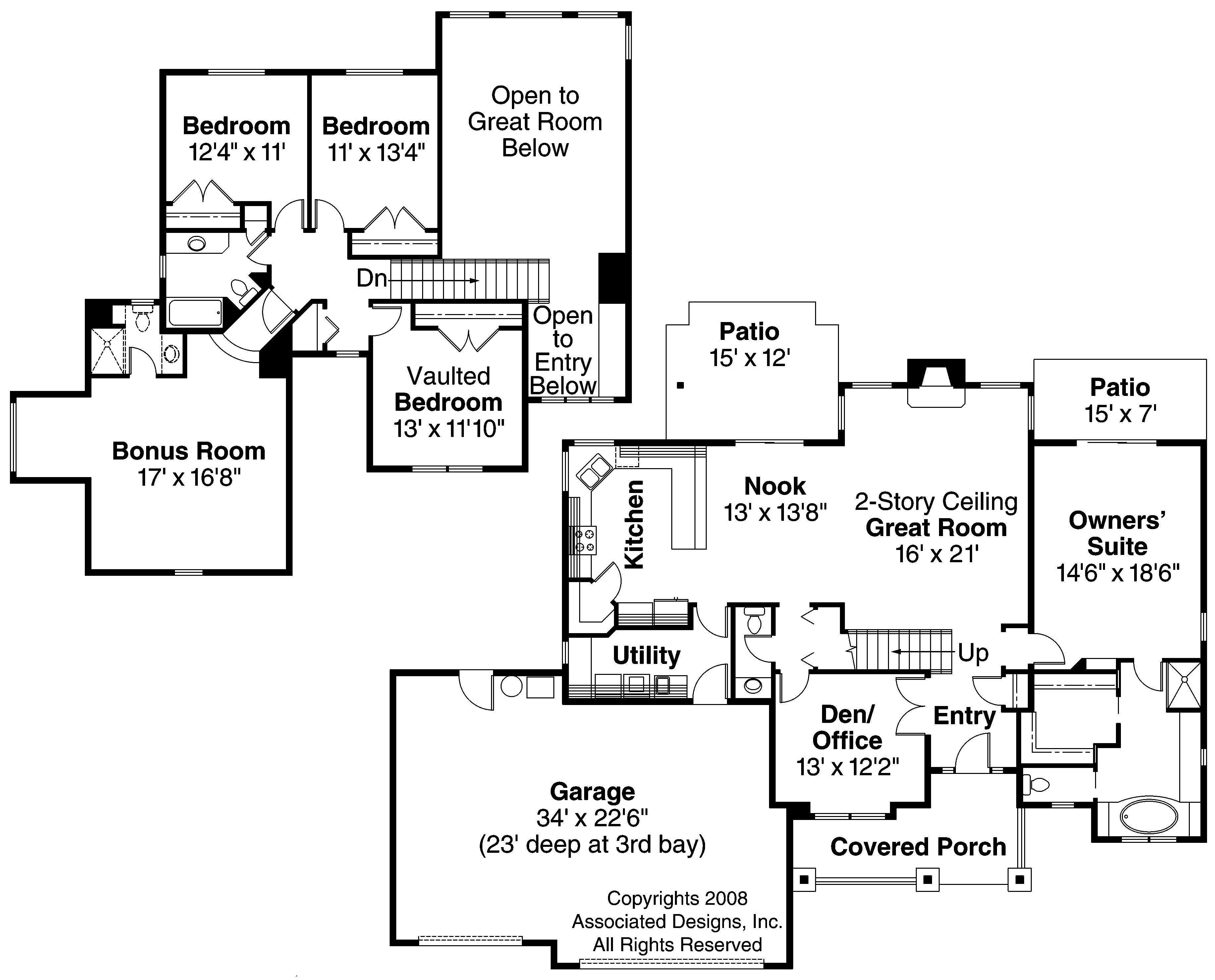 Floor Plan First Story of Country Plan #108-1060