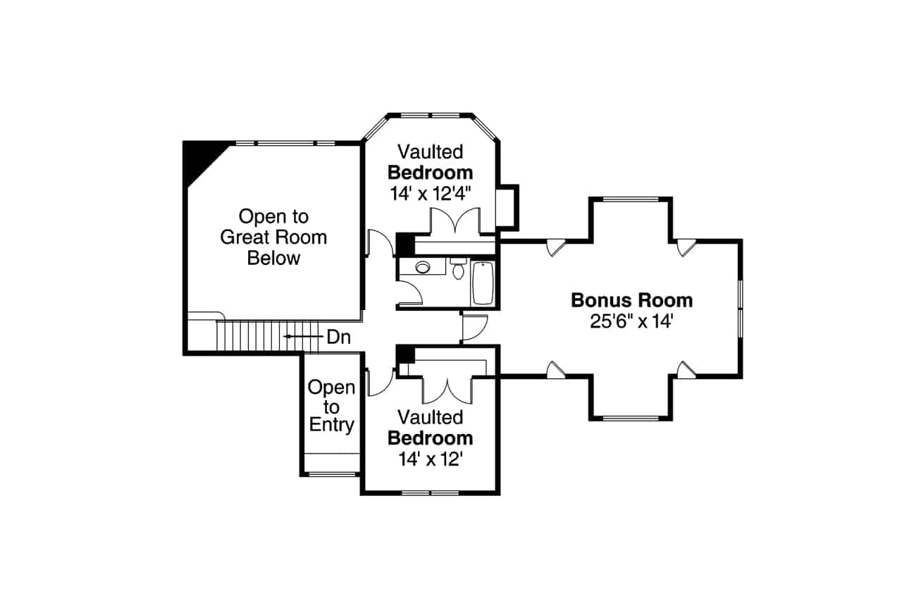 Upper Level of Craftsman Plan #108-1062