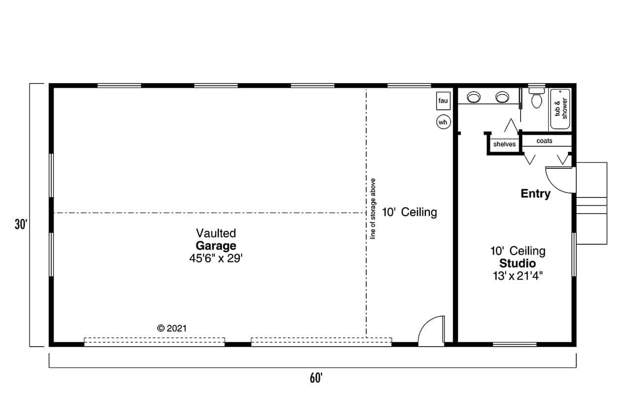 Main Level of Garage w/Apartments Plan #108-1064