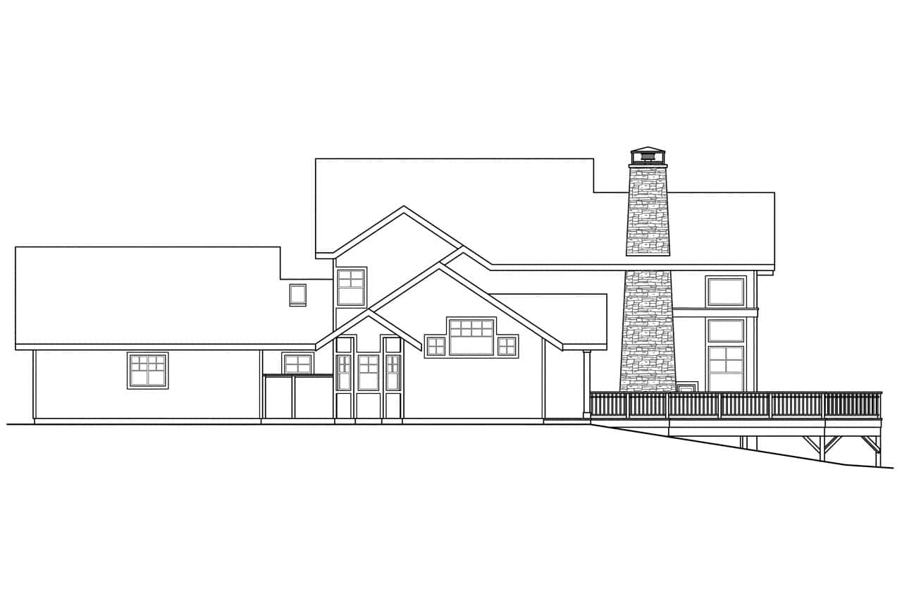 Home Plan Rear Elevation of this 3-Bedroom,2726 Sq Ft Plan -108-1065