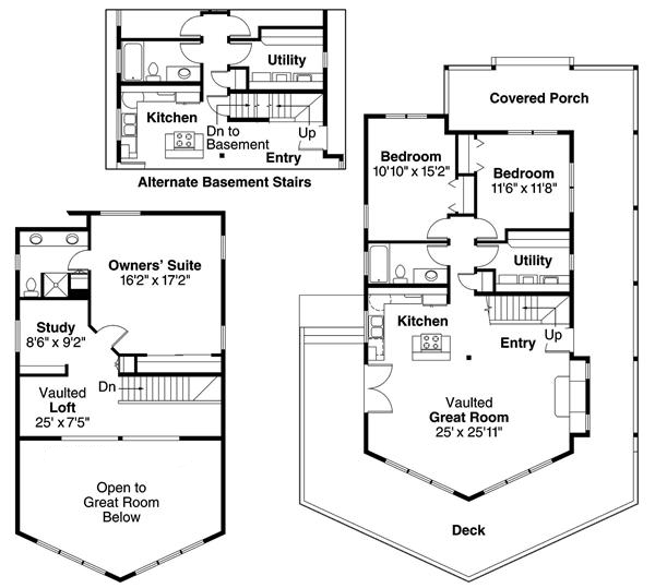 Floor Plan First Story of Country Plan #108-1066