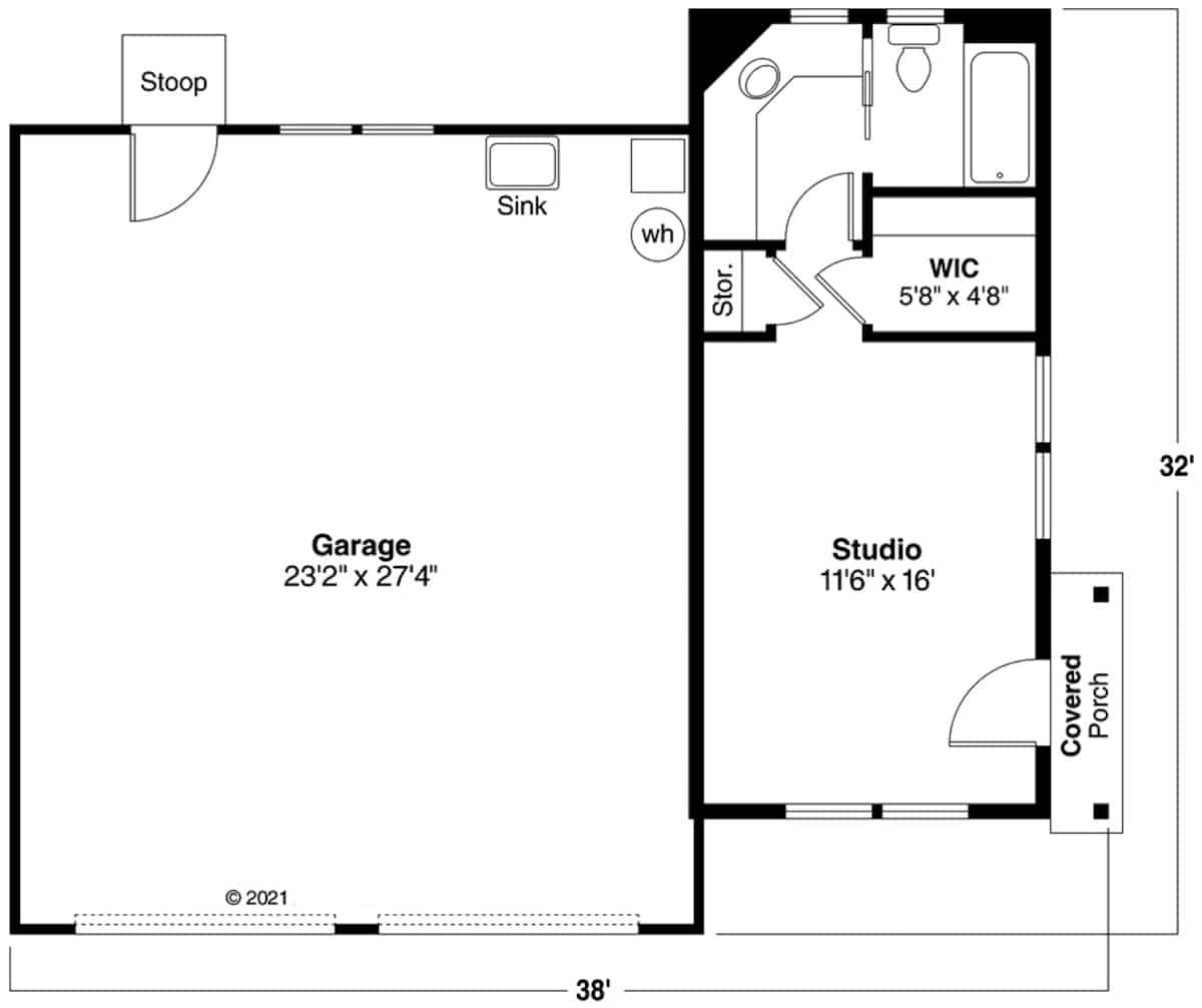 Main Level of Garage w/Apartments Plan #108-1067